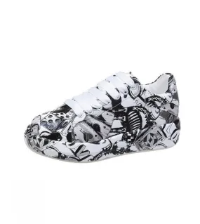 Autunno nuove scarpe sportive piatte per le donne moda scarpe bianche dipinte con lacci scarpe da ginnastica casual femminili si