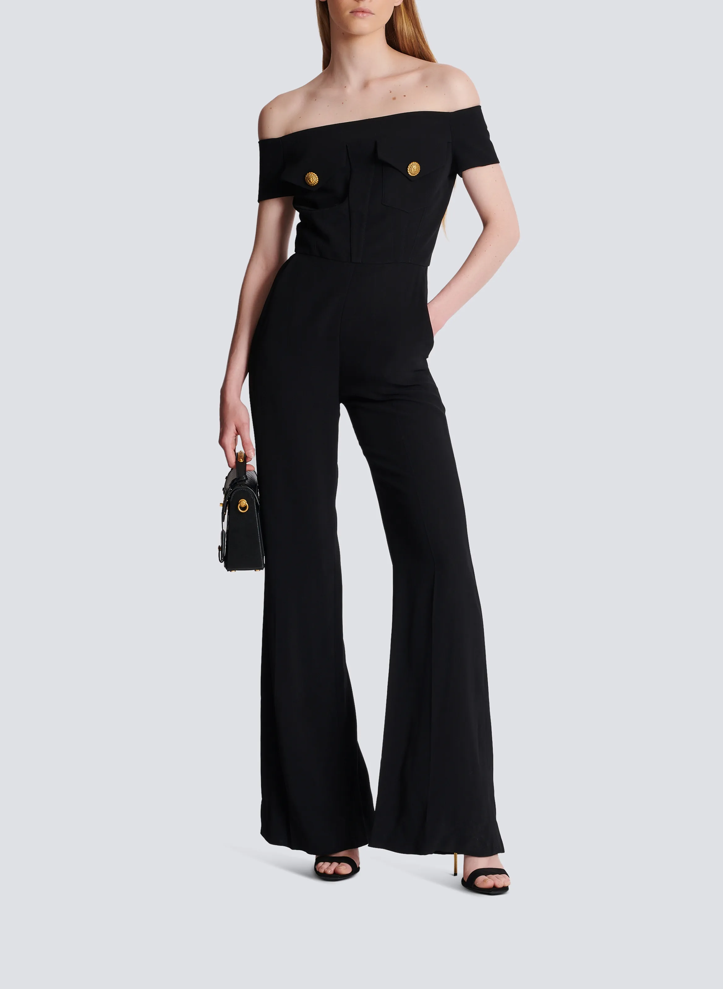 BALMAIN  Combinaison-pantalon en crêpe - Noir