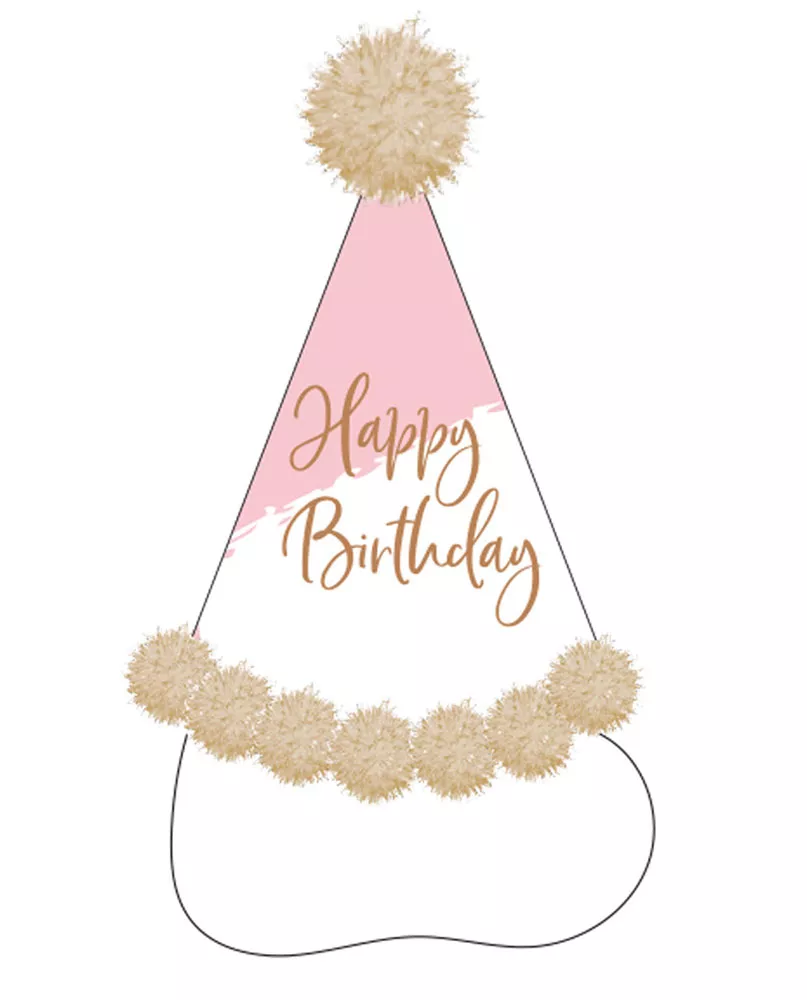 Cappello compleanno orpello oro rosa