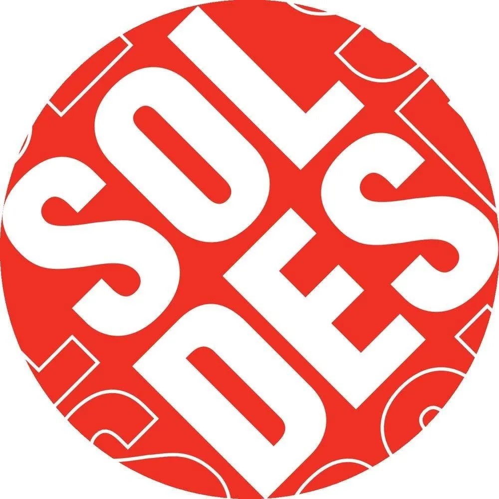 Carton  soldes  rond diam 48 cm  recto/verso rouge