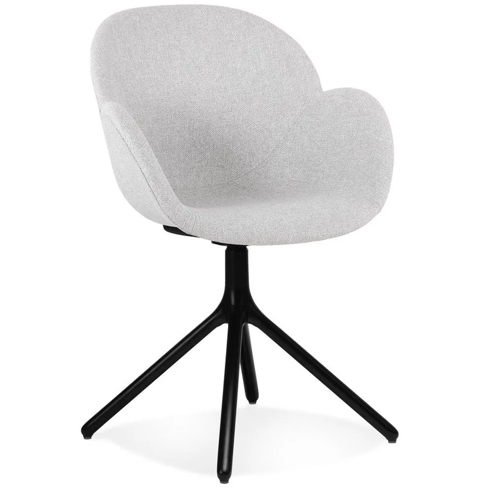 Chaise avec accoudoirs 'libra' en tissu gris clair et métal noir