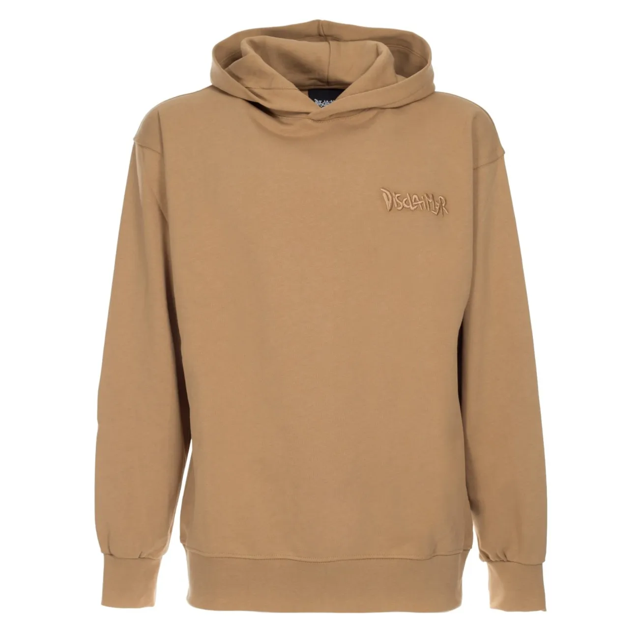 Disclaimer felpa beige con cappuccio