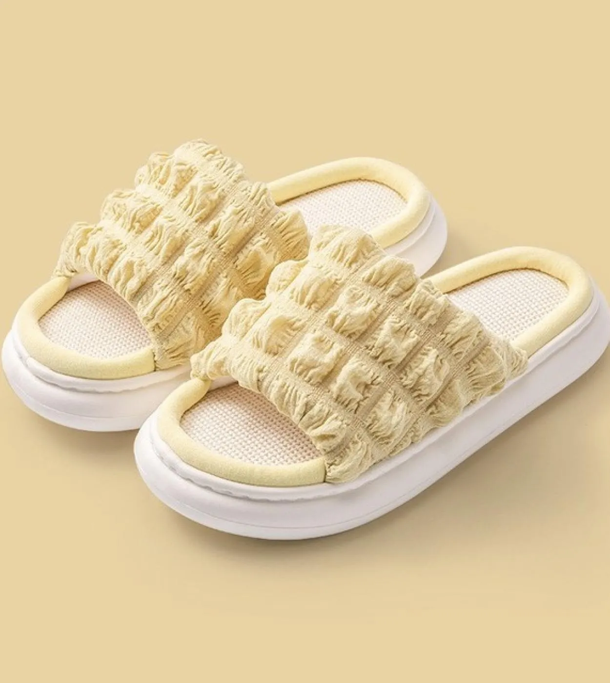 Estate 2022 The New Internet Celebrity Fashion Sbuffi Pantofole da donna Esterno Muto per interni Suola morbida Cotone e lino Sa