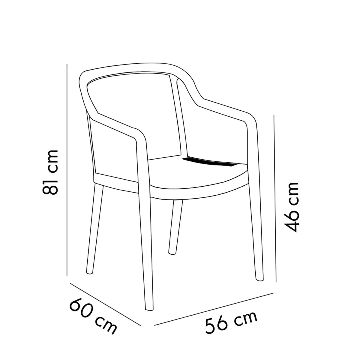 Fauteuil ANTIBES Polypropylène 56x60x81cm Wengé