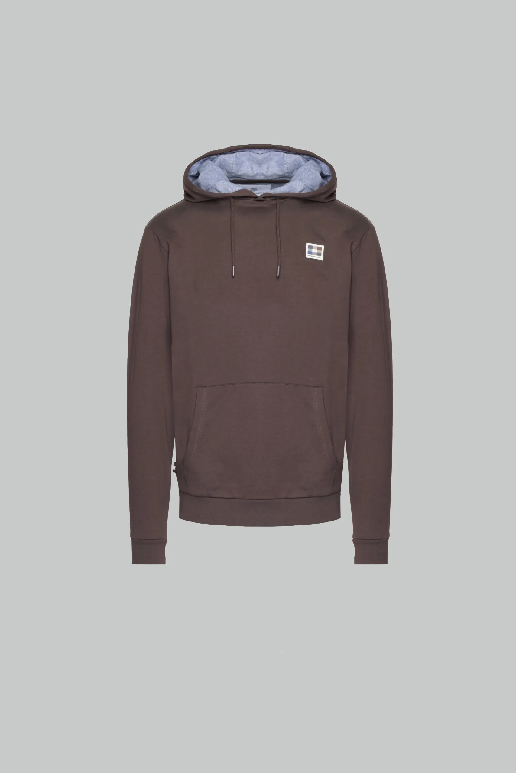 Felpa con cappuccio Aquascutum ACTIVE CLUB CHECK PATCH HOODIE Marrone