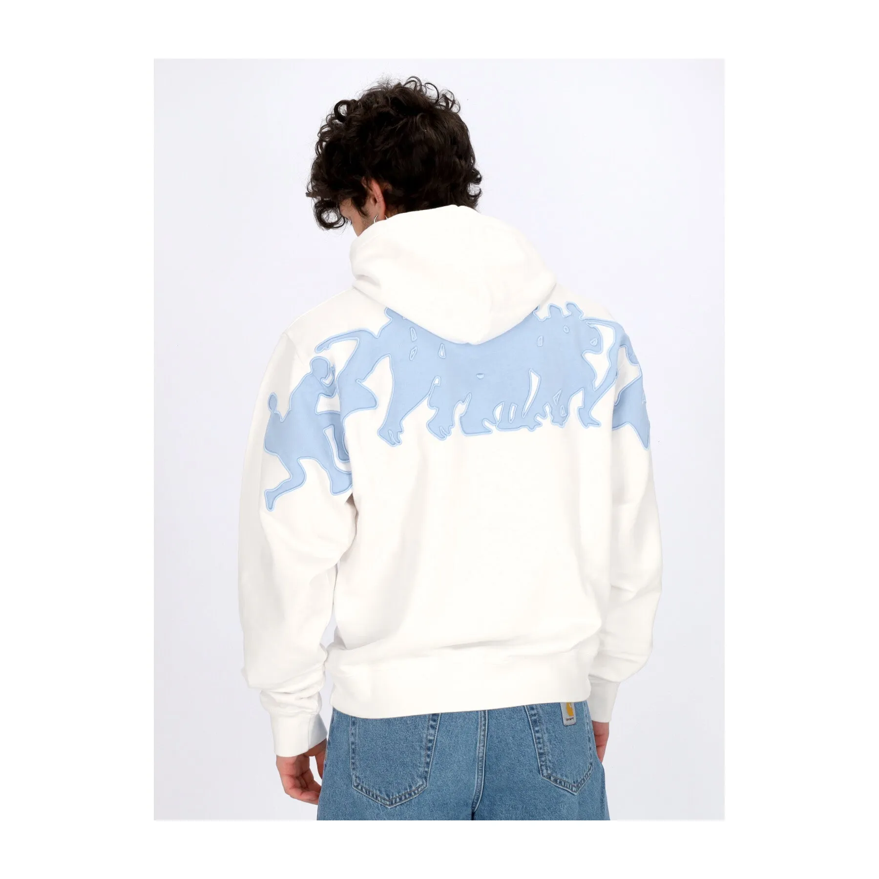Felpa Leggera Cappuccio Uomo Hank Back Multi Runner Hoodie White