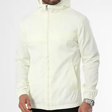 Giacca beige con cappuccio e zip