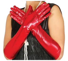 Guanti lunghi colore rosso 44 cm