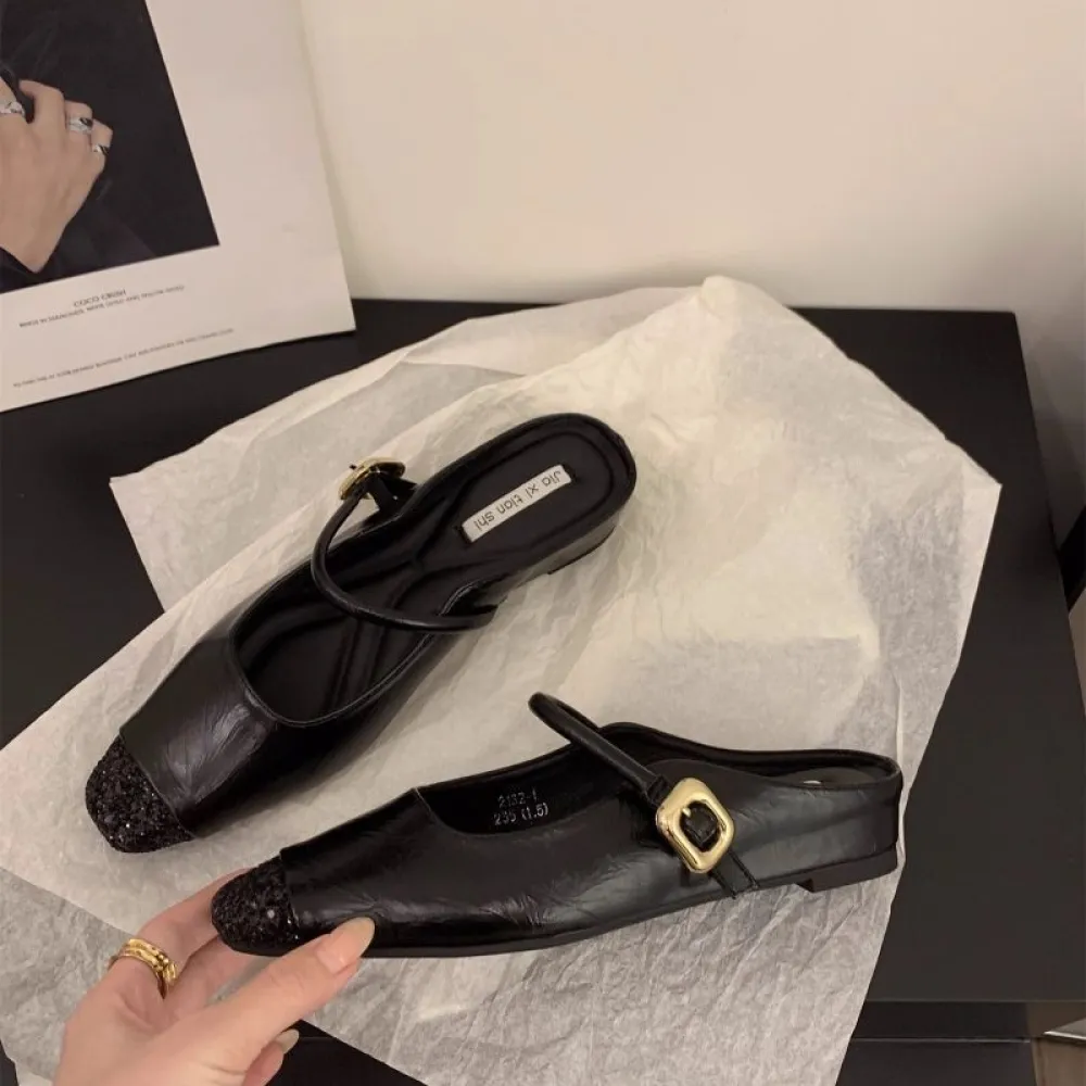 Interno Innalzamento Argento Baotou Mezze Pantofole Scarpe da Donna Usura Esterna Alla Moda 2024 Nuova Estate Francese Pigro Mez