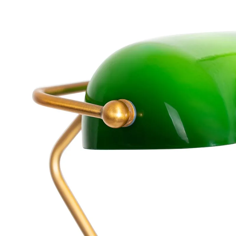 Lampadaire de notaire classique bronze avec verre vert - Banquier
