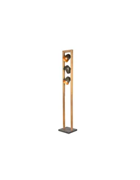 Lampadaire LED BELL L avec interrupteur au pied, métal et bois | LéonLeds