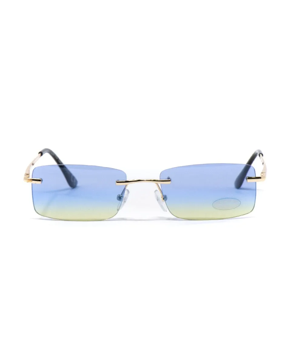 Occhiali da Sole Uomo Unisex Sunglasses Lenti Multicolore Squadrate Casual Sottili GIOSAL-OC1058A