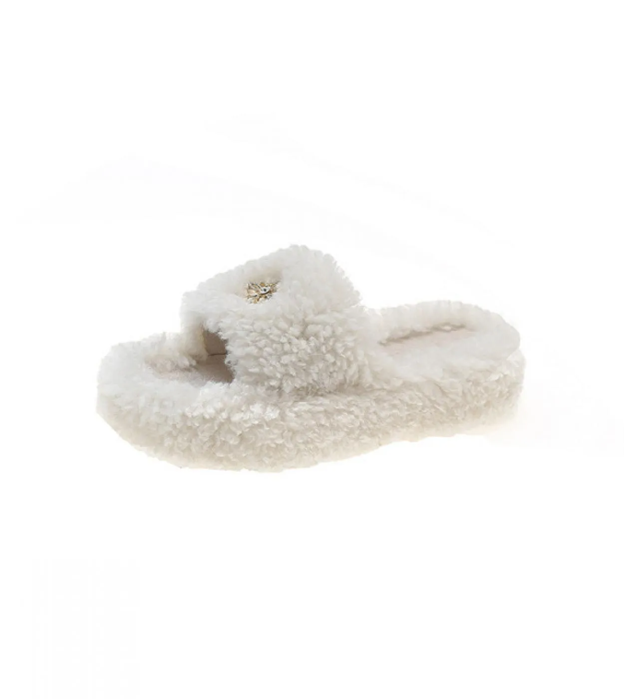 Pantofole di peluche invernali per le donne 2022 Nuove scarpe da casa al coperto Moda Peep Toe Wear Furry Soft Bottom Slides Pan
