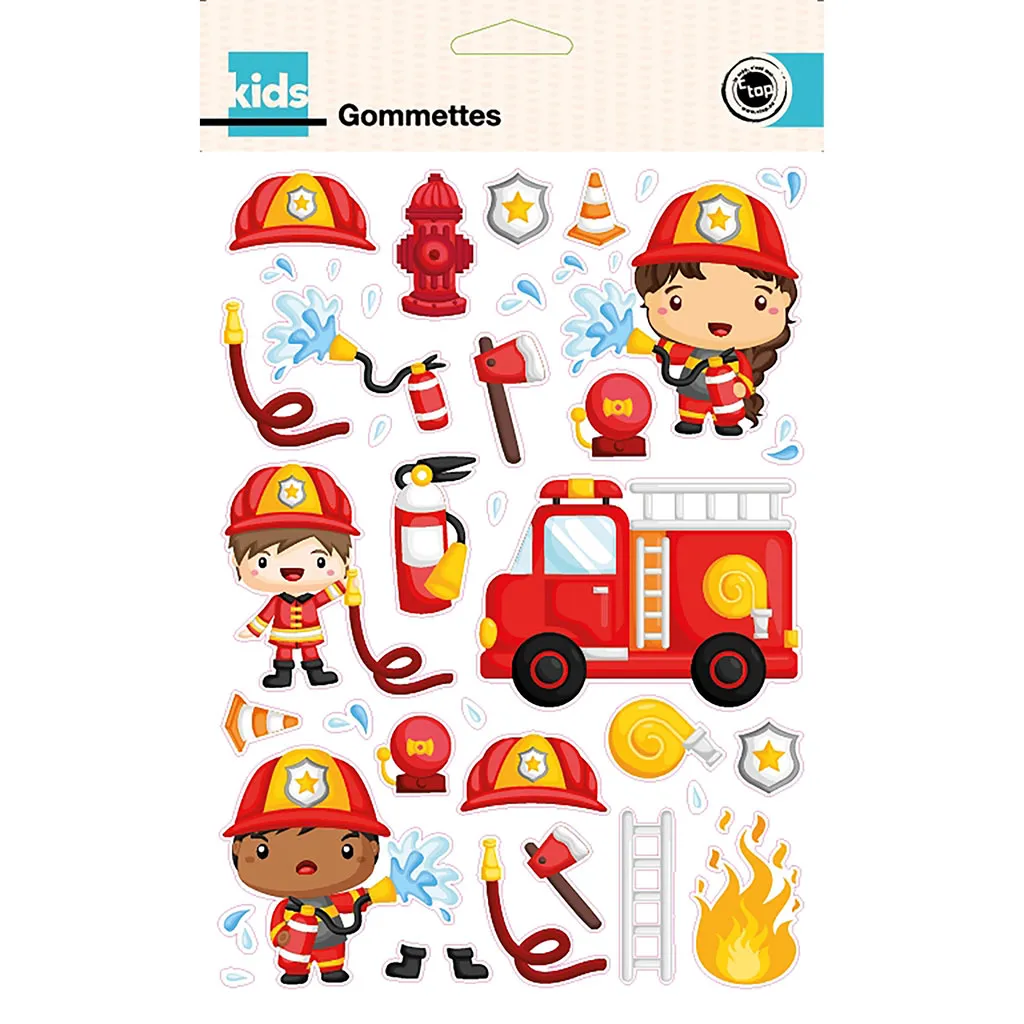 Planche de 80 gommettes pompier 