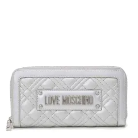 Portafoglio Donna Zip Around LOVE MOSCHINO linea Shiny Quilted Argento