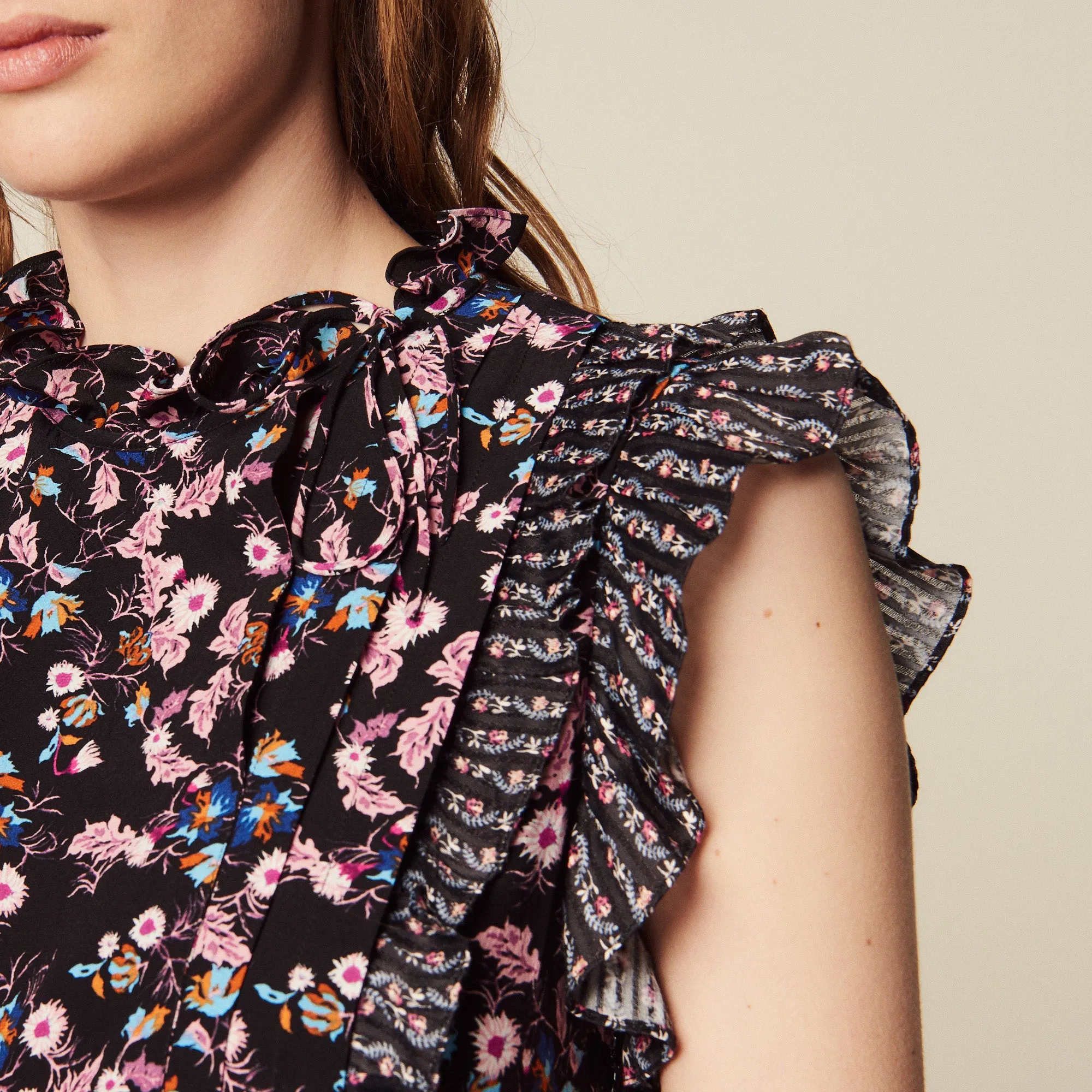 Robe longue imprimée à volants