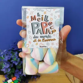 Sachet guimauves torsades x 10 "Le meilleur papa du monde et de l'univers"