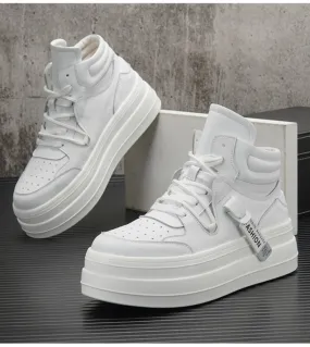 Scarpe casual da uomo in pelle con suola spessa Scarpe da uomo allaperto da uomo traspiranti bianche Scarpe da ginnastica alte