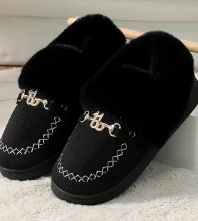 Scarpe invernali da donna in cotone New Ware Scarpe da donna in peluche Retro Flat Casual Slip On Scarpe pigre Plus Size Fluffy