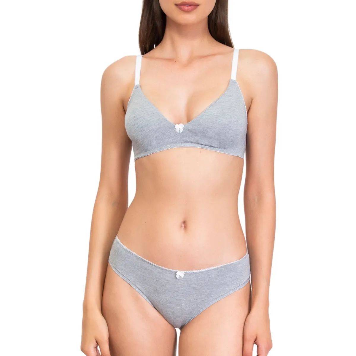 Soutien-gorge triangle gris en coton bio True par Verdissima