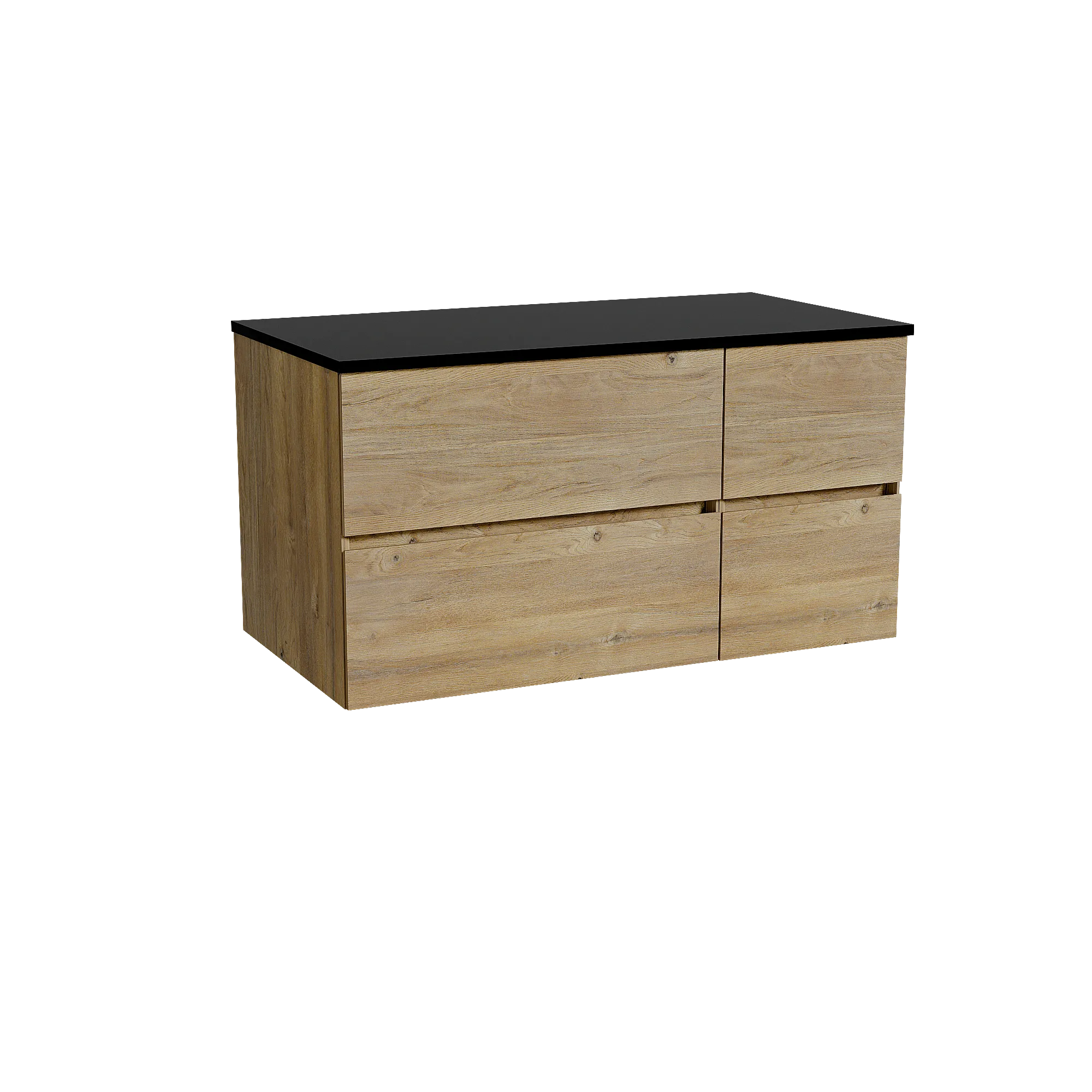 Storke Edge meuble salle de bains suspendu 100 x 52 cm chêne brut avec Panton tablette simple en mdf enduit de poudre noir mat