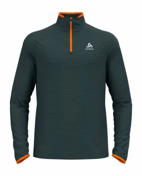 T-shirt à anches longues Odlo pour hommes, couche intermédiaire 1/2 zip, thermique, encre de Chine mélange